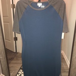 New LulaRoe Blue and Gray Raglan dress